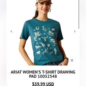 Ariat Teal Short-Sleeve Graphic Tee with Silver Icons